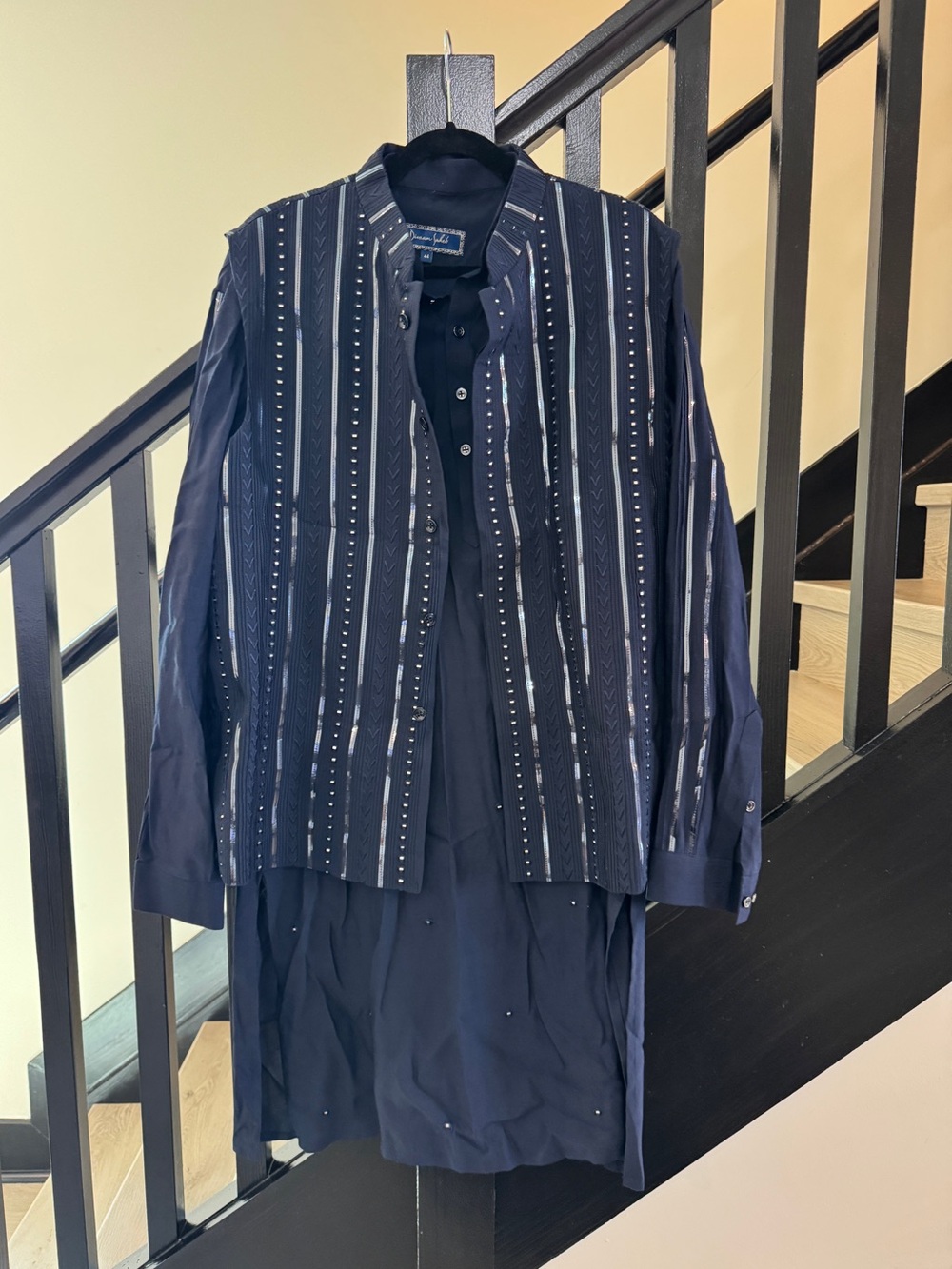 Diwan Saheb Navy Blue Kurta Pajama 3pc Set
